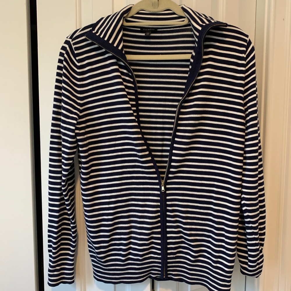 Talbots Stripped Full Zip Cardigan -M